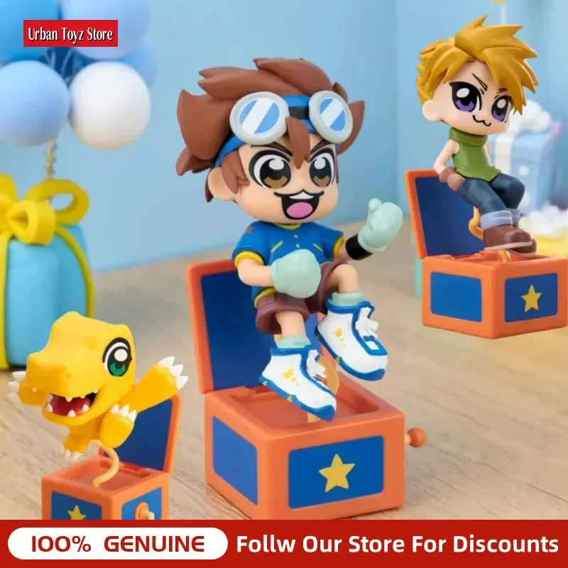 Фото Оригинальная фигурка Bandai Digimon Adventure Bn Q Blind Box, 9-11 см, коллаборация с Такэхито Окавой, ПВХ-фигурка, коллекционная игрушка Агумон №1