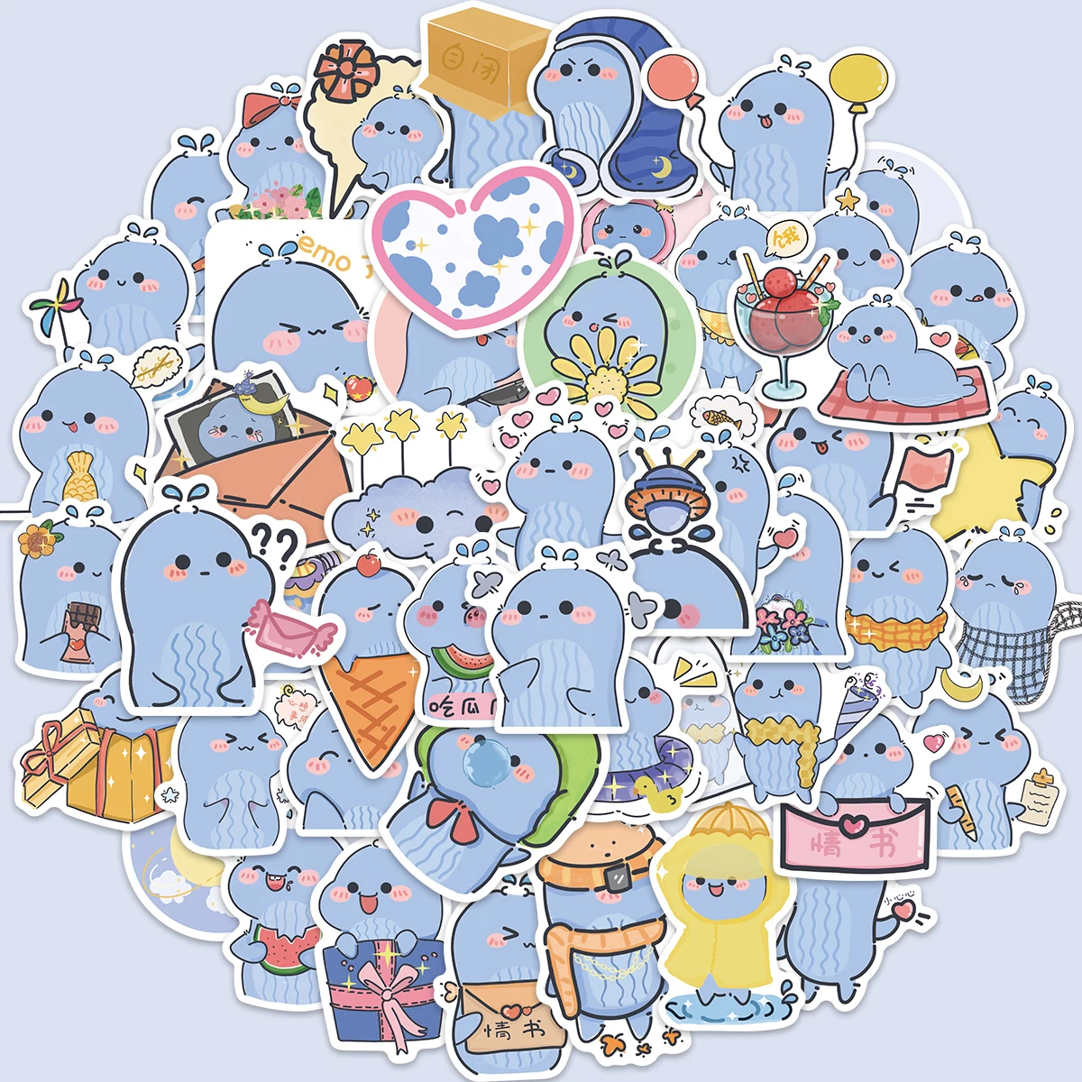 

10/50pcs Cute Cartoon Whale Stickers Kawaii Animals DIY Skateboard Guitar Luggage Laptop Car Kids Sticker Pack Graffiti Decals