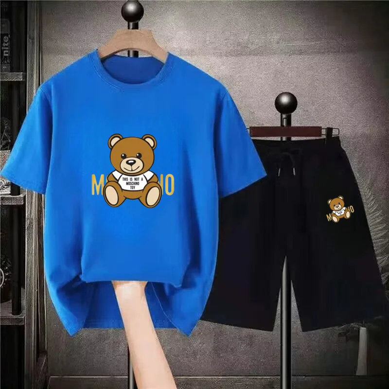 New Men's T-Shirts Set Cotton Luxury Brand Quality Shorts Tracksuit 2 Piece Outfits Fashion Print Summer Man Clothing Streetwear