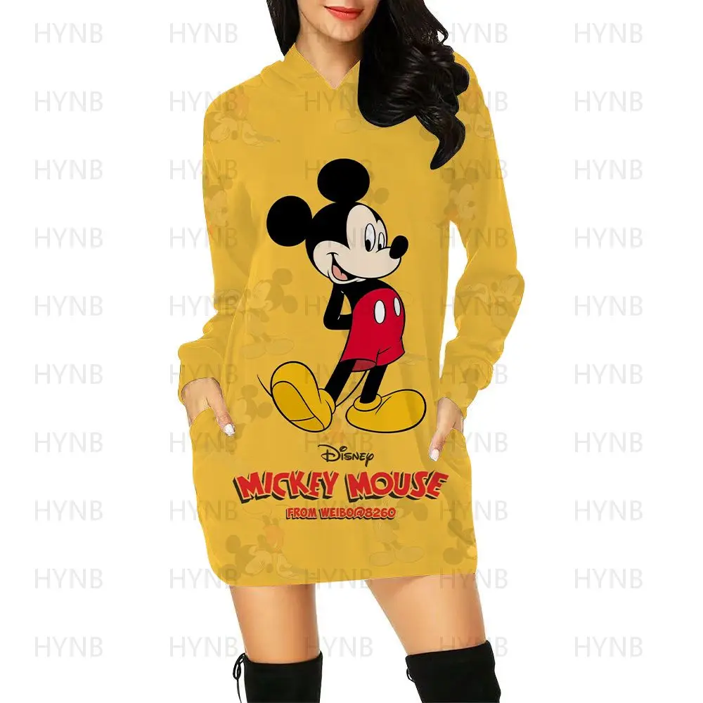 Minnie Mouse Dresses for Women 2022 Sweater Dress Luxury Party Hoodie Woman Clothes Disney Kawaii Mini Korean Fashion Y2k Mickey