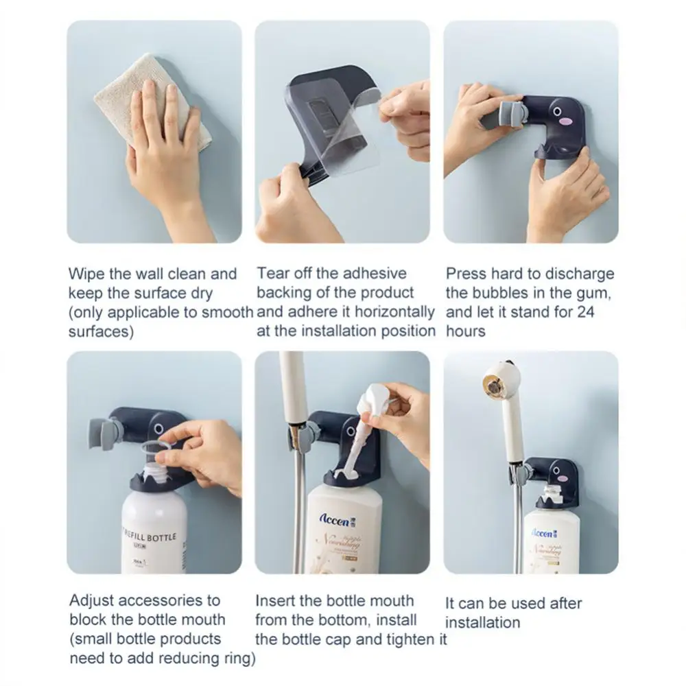 

Adjustable Drying Base Free Punch Shower Head Holder Wall Mounted Self-adhesive Shower Bracket Bath Liquid Rack Shampoo Holder