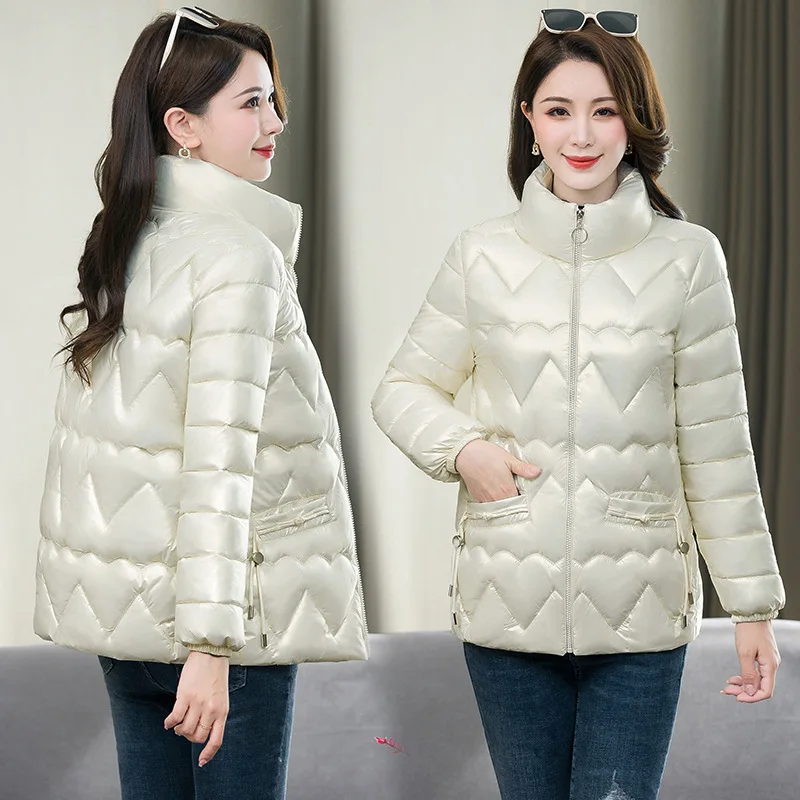 Winter Casual Solid Short Down Cotton Jacket Women Warm Fall Parkas Korean Fashion Lightweight Zip Jackets