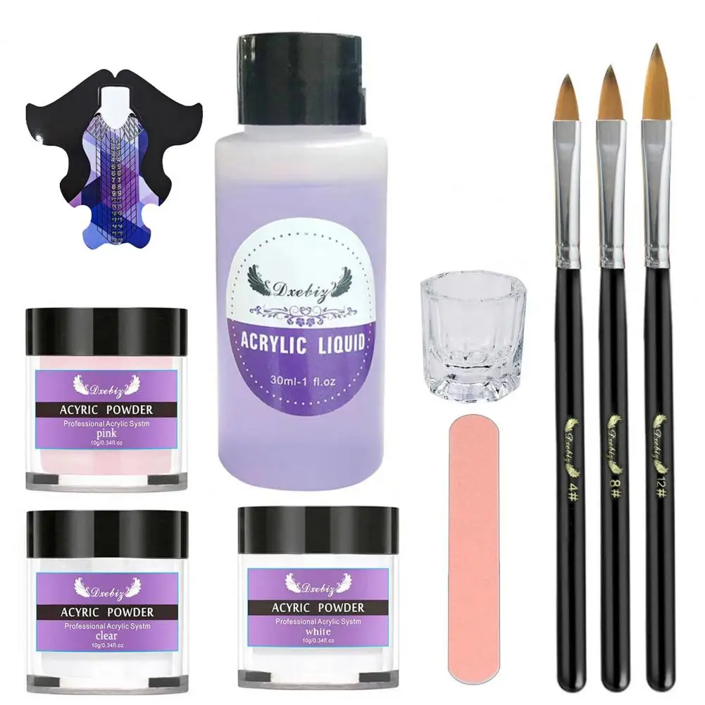 

10 Pcs/Set Exquisite Varnish Nail Powder And Liquid Set Highly Viscous Nail Art Nail Art Powder Nail Brush Pen Set