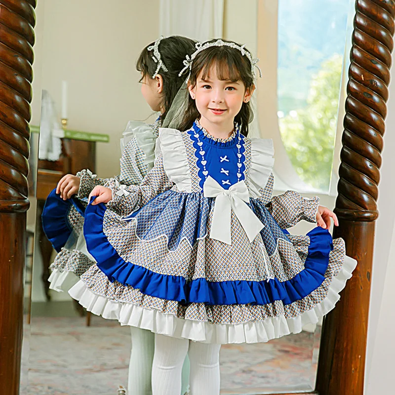 

Lolita Children's Skirt 2022 Autumn New Girls Lolita Long Sleeve Floral Dress High Color