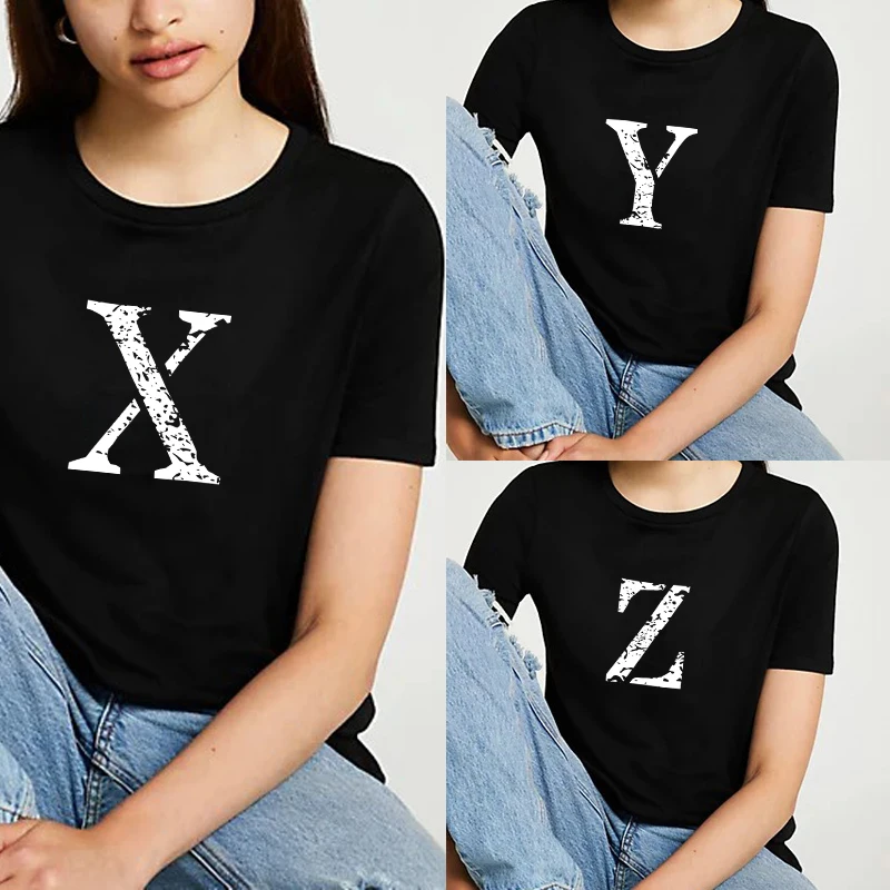 

Женская футболка с коротким рукавом, белая футболка большого размера с буквами в виде пятен, женский модный летний кроп-топ, женская одежда, ...