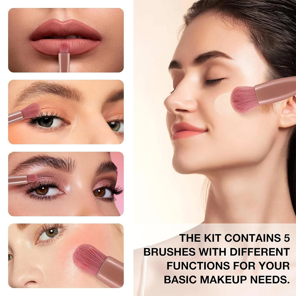 5 шт. набор косметических кистей с зеркалом для хранения