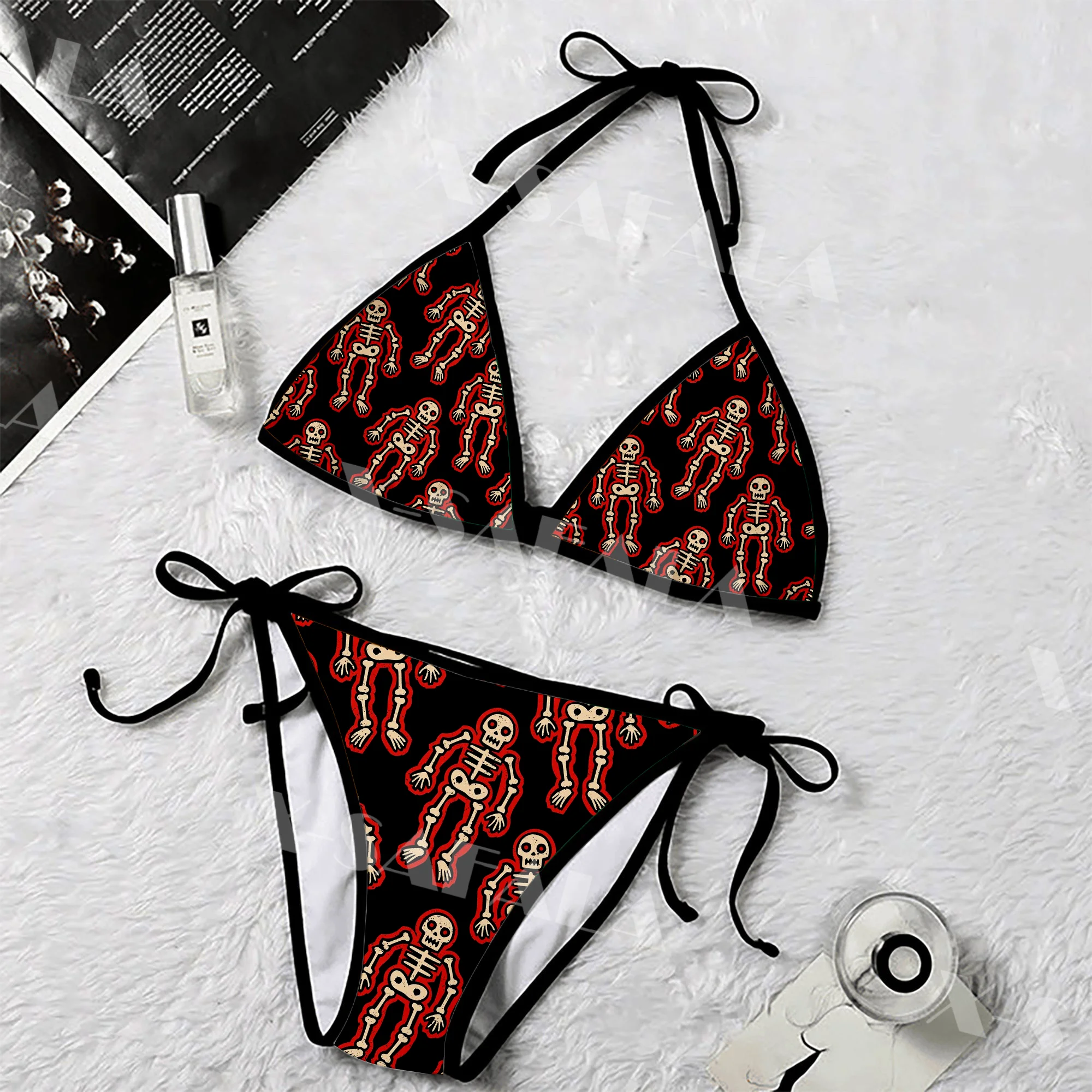 

Trippy Evil Graffiti Skull Witchy Dark Tattoo 3D Print Female Womens Micro Bikini Set Summer Beachwear Sexy Beach Bathing Suits