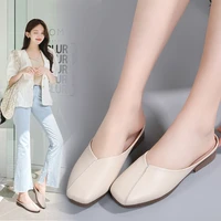 2022 summer womens mules genuine leather sandals big size slippers slip on casual shoes soft walking shoes fashion women shoes