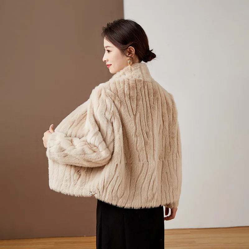 Winter Jacket Women 2022 New Korean Fashion High Grade Stand Collar Zipper Thick Warm Faux Fur Coat Office Lady Clothing Tops