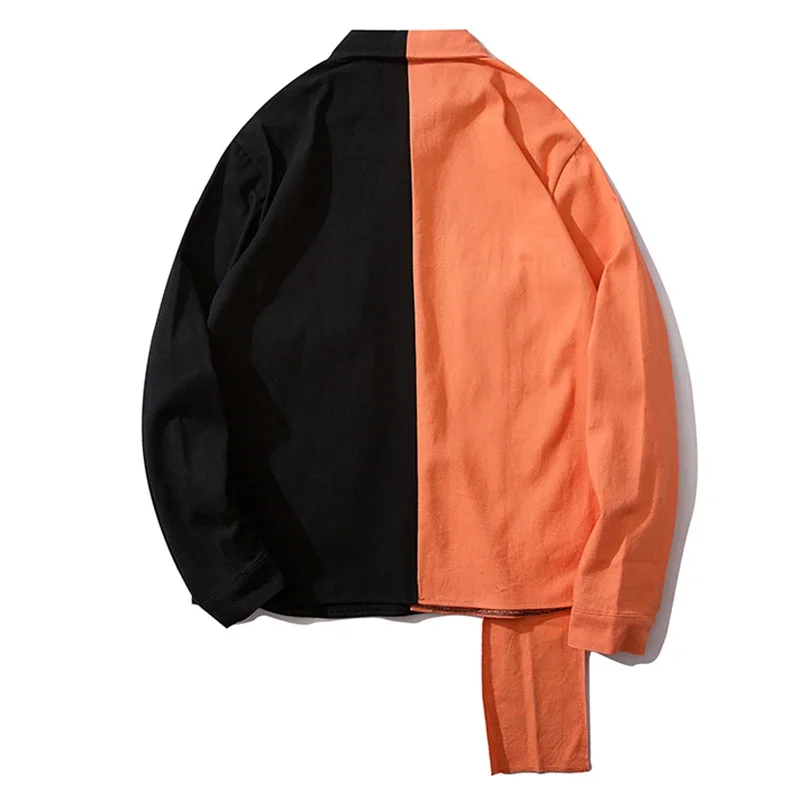 Притягательная Лоскутная куртка для мужчин мужская с ленточным карманом стиль