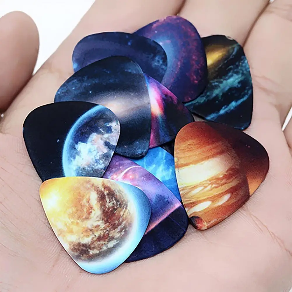

Set of 10 guitar picks with colorful heart shapes and thicknesses of 0.46mm,0.71mm longevity love universe planet guitar picks