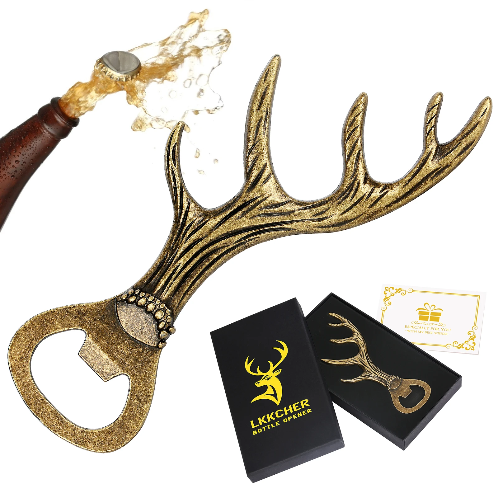 

Beer Opener Creative Antler Shape Cool Original Gifts for Men Luxury Bottle Opener Beer Accessories Funny Vintage Corkscrew