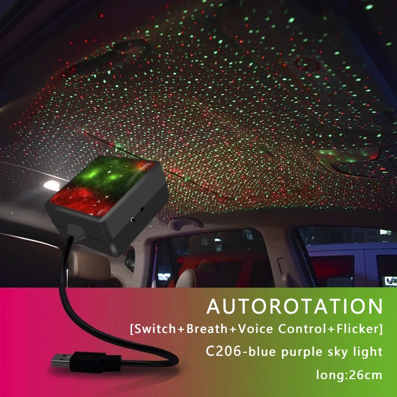 

Car Roof Star Light Interior LED Starry Laser Atmosphere Ambient Projector USB Auto Decoration Night Home Decor Galaxy Lights