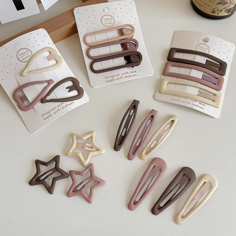 

3Pcs/Set Women Girls Fashion Coffee Color Geometric Stars Headwear Hair Clips Adult Sweet Hairpins Female Hair Accessories