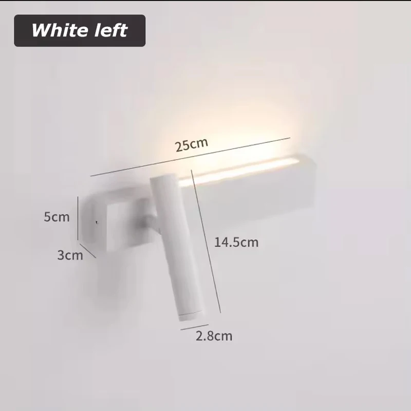 

Прикроватная тумбочка для спальни, вращающаяся светодиодная лампа с выключателем, настенный светильник, окружающий свет, современный и простой фон для гостиной, коридор