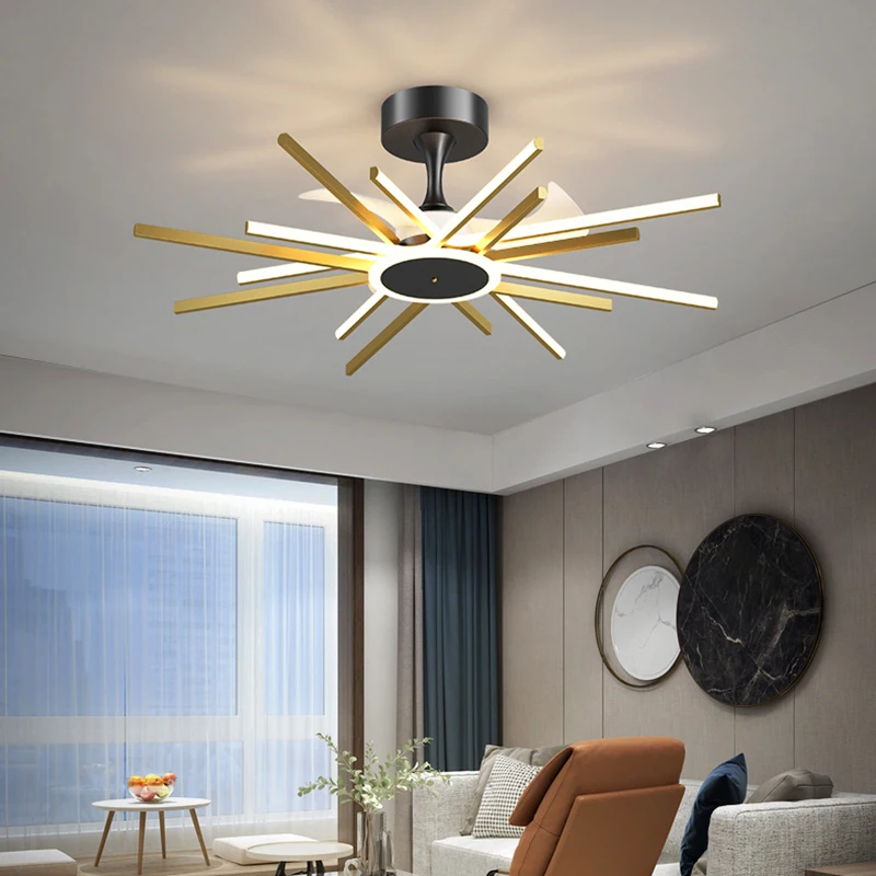 Living room decoration bedroom decor led Ceiling fans with lights remote control dining fan light indoor lighting |