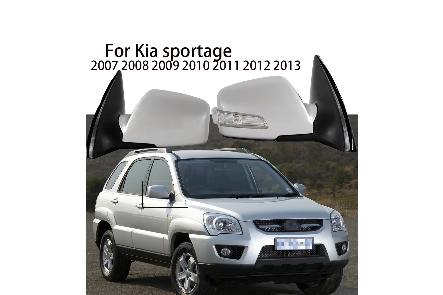 

Автомобильное боковое зеркало в сборе для Kia Sportage 2007-2013, электрическая регулируемая линза, нагревательный элемент, сигнал поворота, 5/6 линия