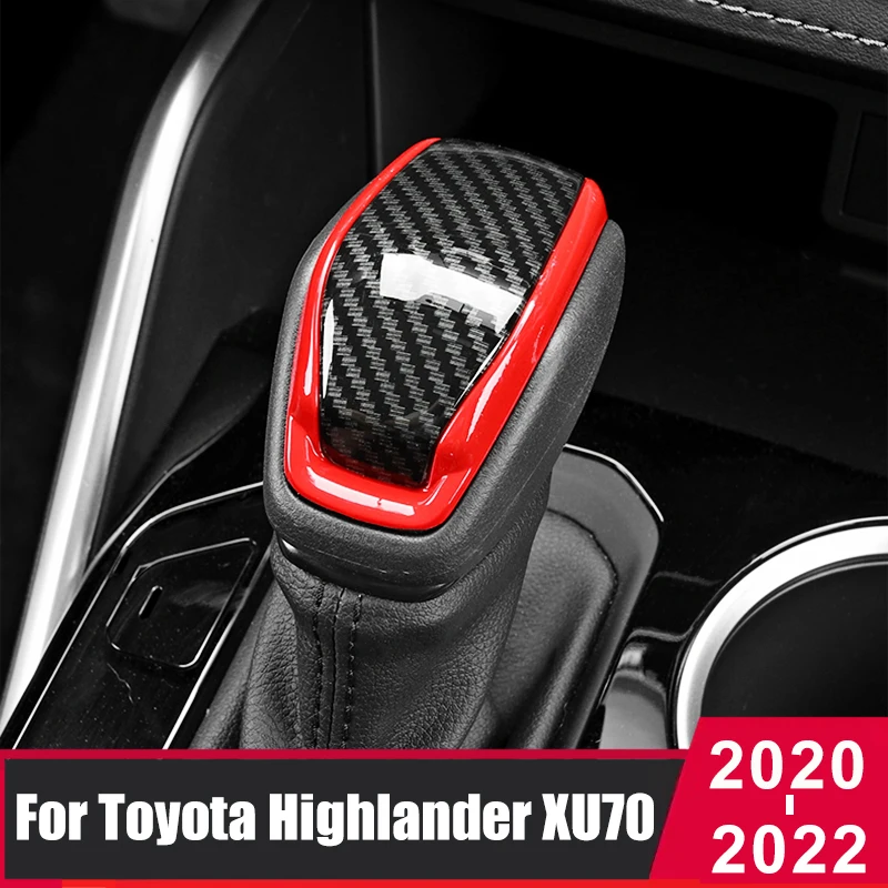 

Car Styling Carbon Fiber Gear Shift Knob Protection Sleeve Cover Trim For Toyota Highlander XU70 2020 2021 2022 2023 Accessories