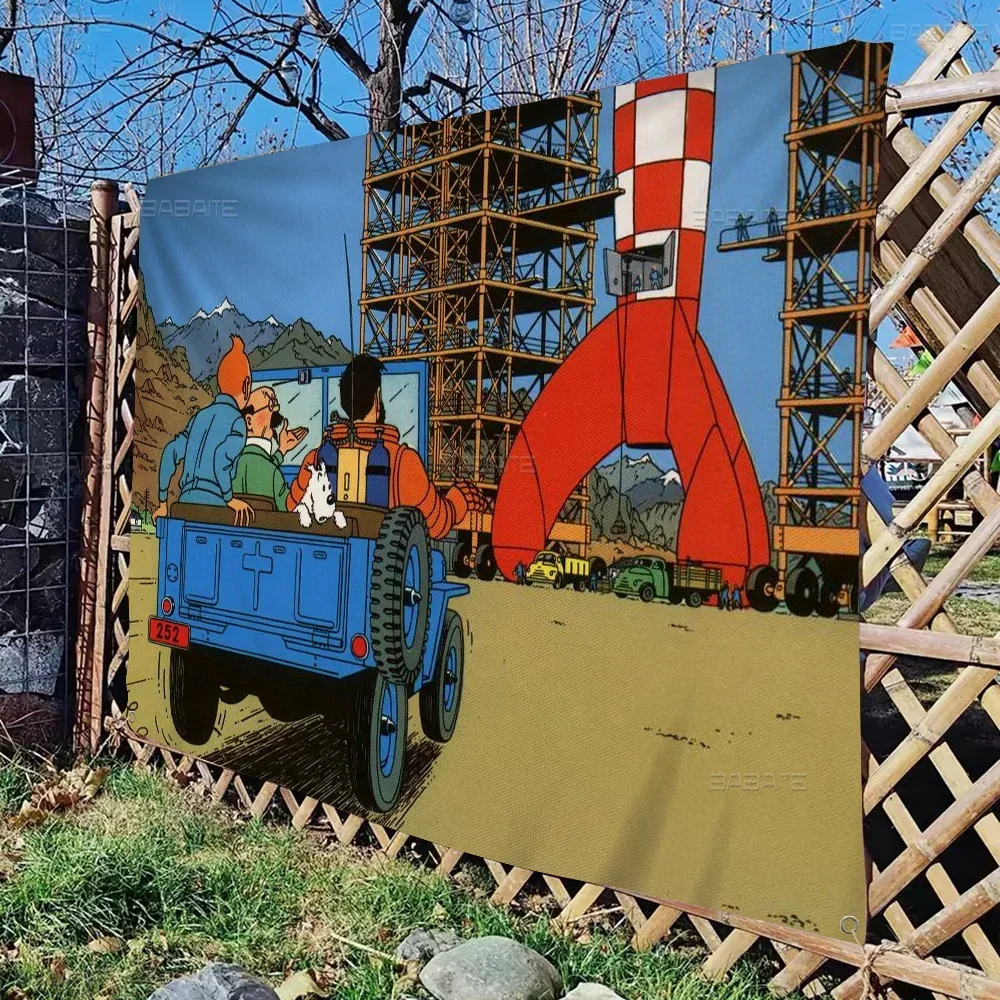 Баннер Tintins Приключения маленького размера для чарлидинга вытянутый вручную