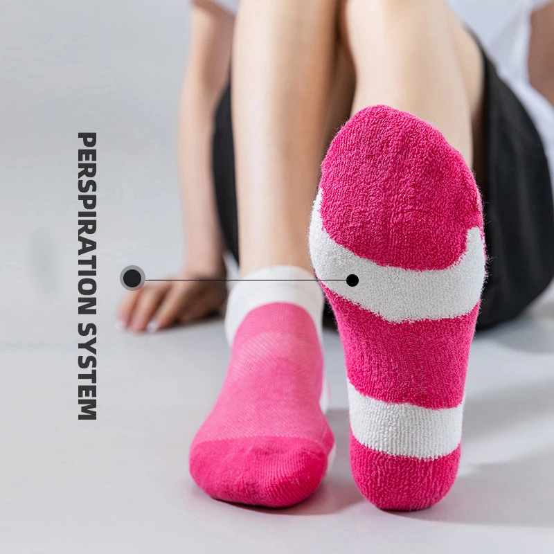 Sports Socks Stinky Socks Socks Cotton Socks Spring  Summer Terry Sweat Absorbent Breathable Cotton Ladies Sports Contrast Color