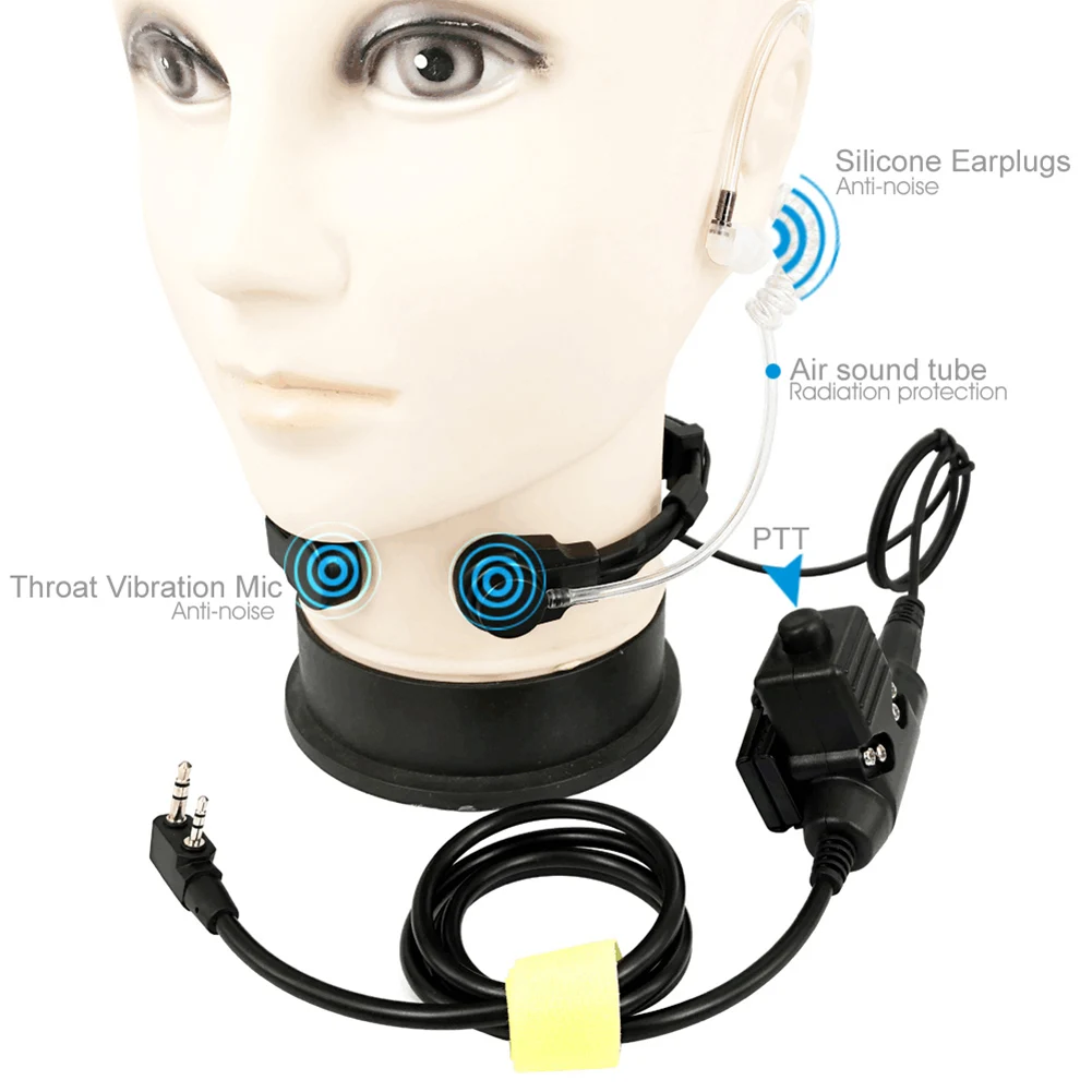 

U94 PTT Walkie Talkie Earphone Microphone Transparent Acoustic Tube for BAOFENG Kenwood KPG HYT TYT Throat Microphone Headset