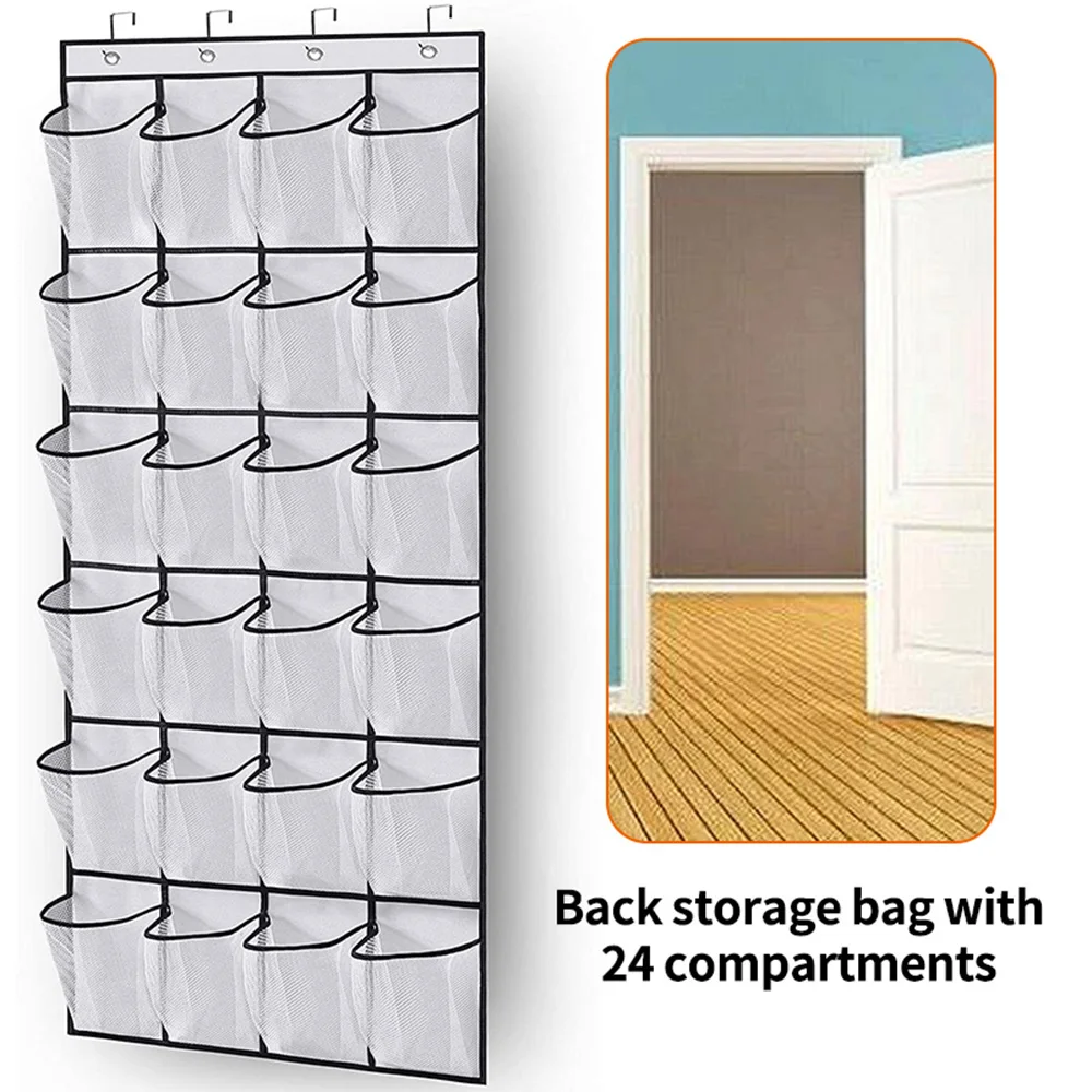 

Storage Bag Closet Sundries Organiser Cloth Pocket Shoe Door Mesh Wall-mounted Fabric Rack Box Over Clear Grid The 24 Hanging