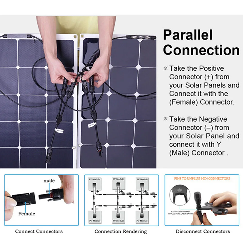 

Wrench Y Connector Cables Fireproof IP67 Kits PPO/PA Sets Waterproof 1000V DC 20A (4mm²) Photovoltaic Connector