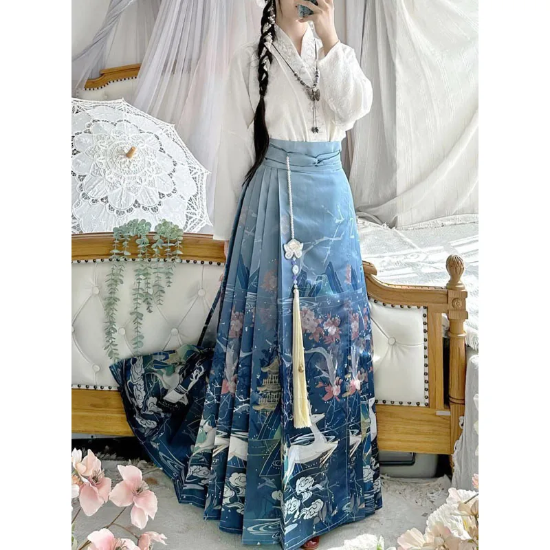 Традиционный женский костюм Hanfu Dynasty новинка 2025 весна-лето улучшенный свободный