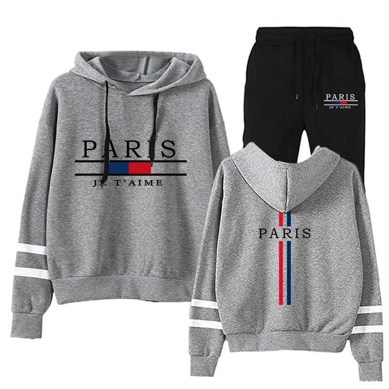 Женский спортивный костюм с принтом Paris полосатые толстовки для женщин
