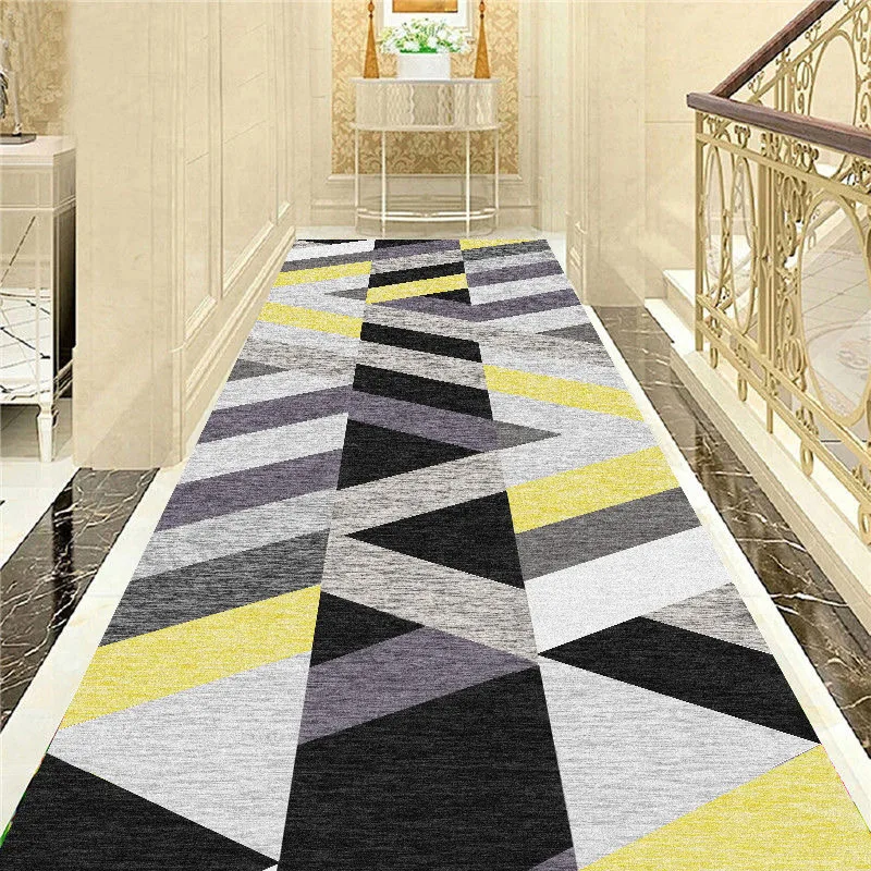 

Geometry Design Aisle Carpet Long Runner Hotel Entrance Hallway Corridor Stairs Non Slip Mat Bedroom Bedside Rugs for Livingroom