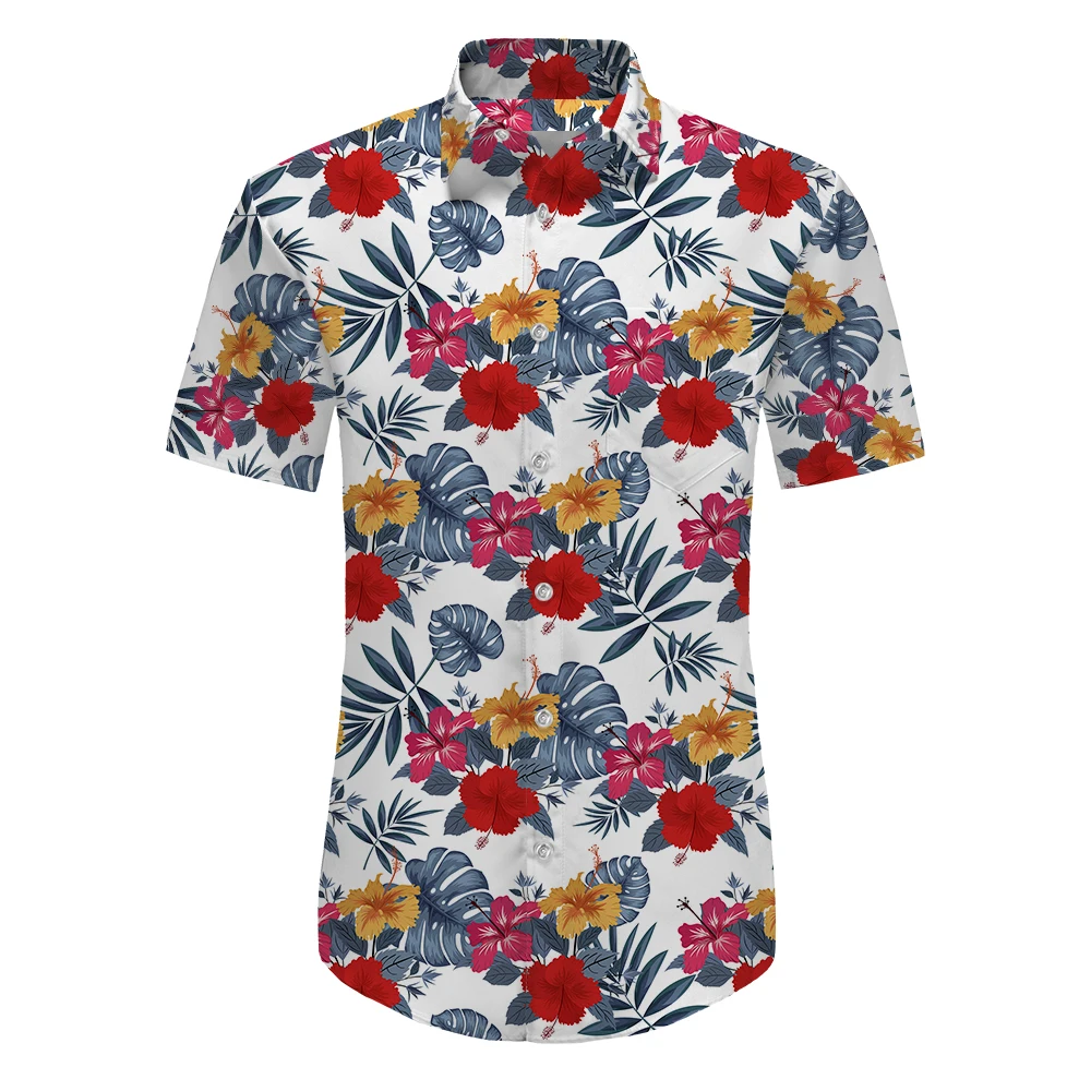 

Гавайские мужские рубашки, цветные, с 3d принтом, Пляжная Повседневная футболка, большие размеры, лето