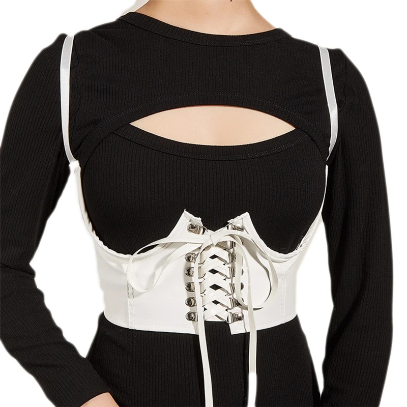 

Underbust Corset Top With Strap Leather Suspender Belt Punk Leather Harness Bel