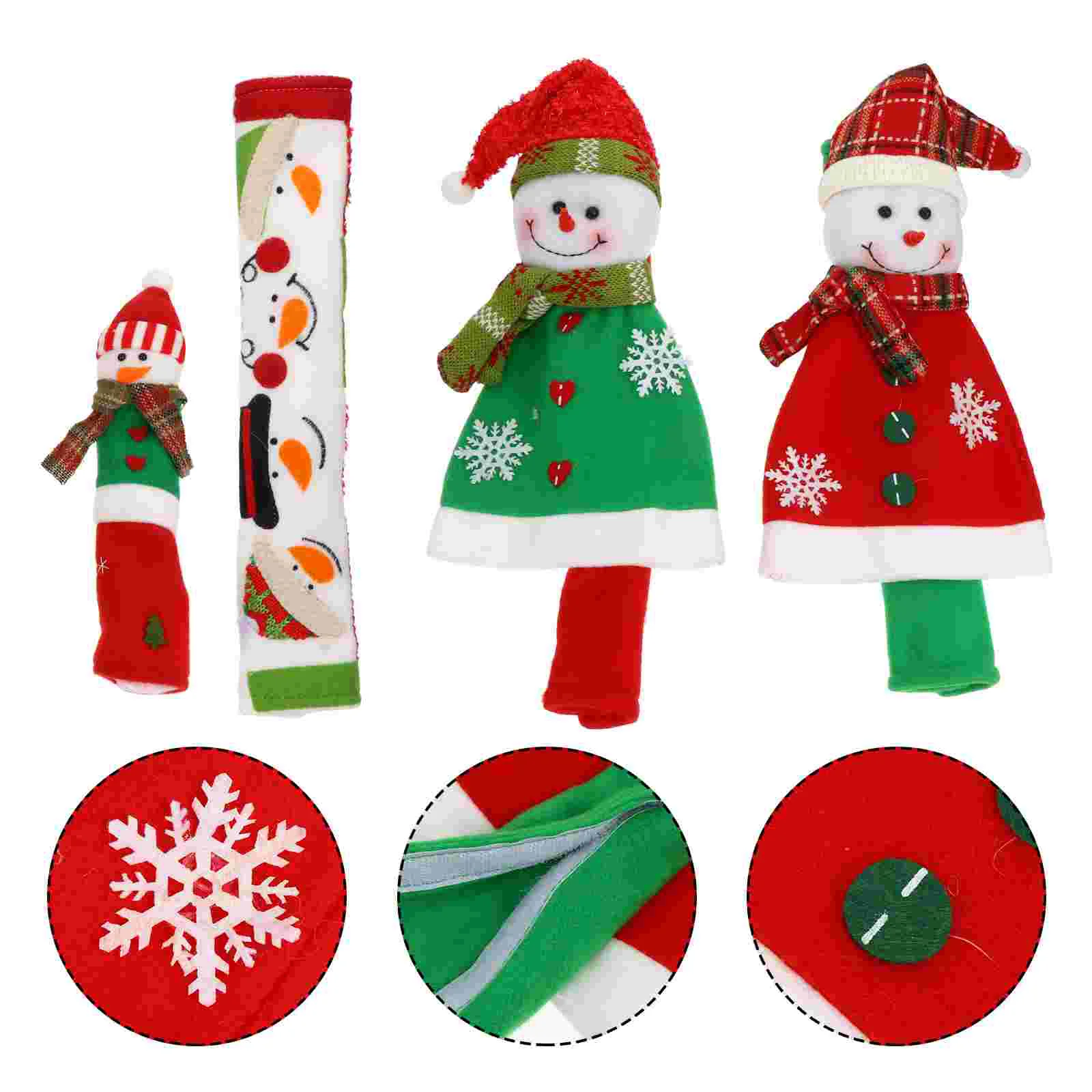 

4pcs Festive Xmas Oven Handle Adorable Snowman Microwave Handle Covers