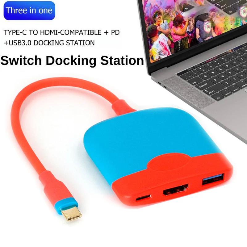 

Док-станция для телевизора с выключателем для Nintendo, USB C на 4K HDMI-совместимый концентратор USB 3,0 для Macbook Pro