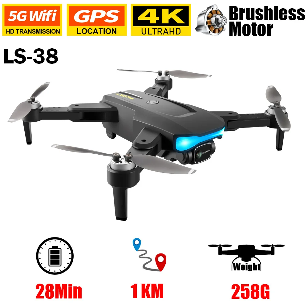 

Profesional LS-38 Drone Dual IES HD Camera 5G FPV Helicopter 4k GPS RC Aerial Photography Brushless Motor Flight 1KM Quadcopter