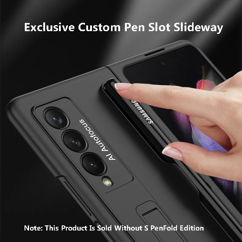 Najtaniej Do Samsung Galaxy Z Fold 3 Etui Z Miejscem Na Długopis Z Fold3 ZFold 3 Powrót Magnetyczny Stojak Uchwyt Telefon Pokrywa Dla Galaxy Z Fold 3 Przypadki
