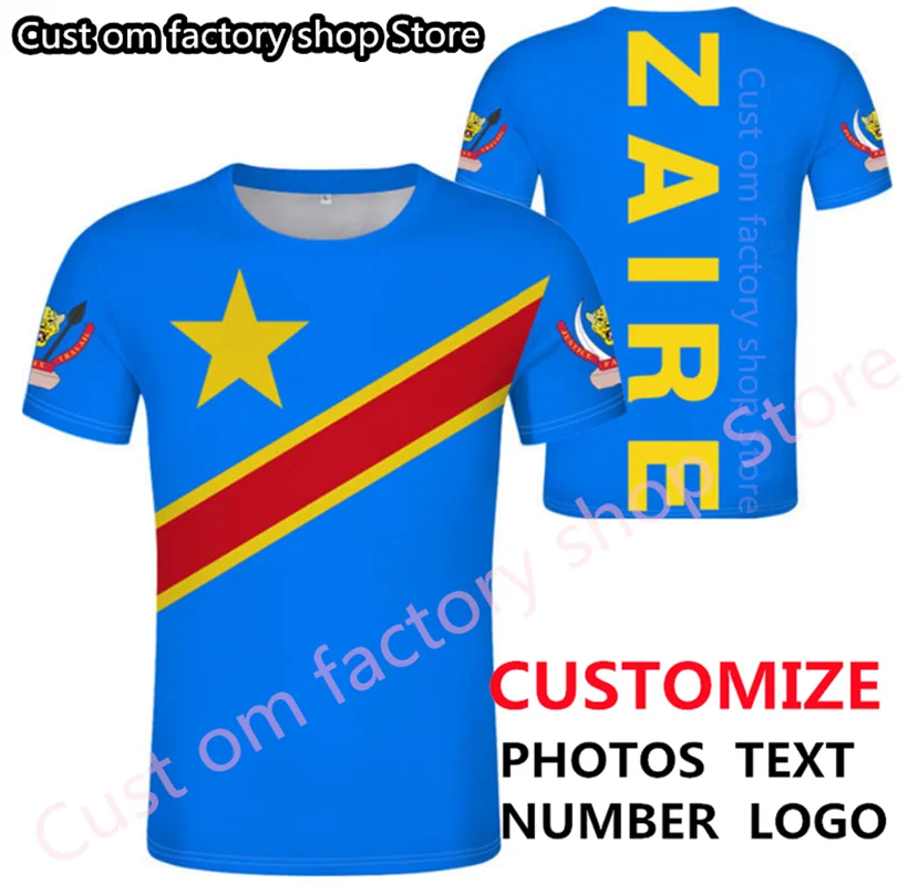 

ZAIRE t shirt diy free custom made name number zar t-shirt nation flag za congo country french republic text print photo clothes