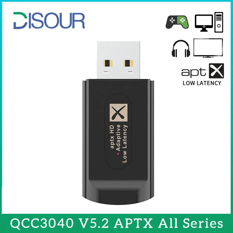 

Original CSR BT 5.2 Audio Transmitter AptX LL HD Adaptive Low Latency Multi-point With 3.5mm AUX Port Adapter For TV PC PS4 PS5