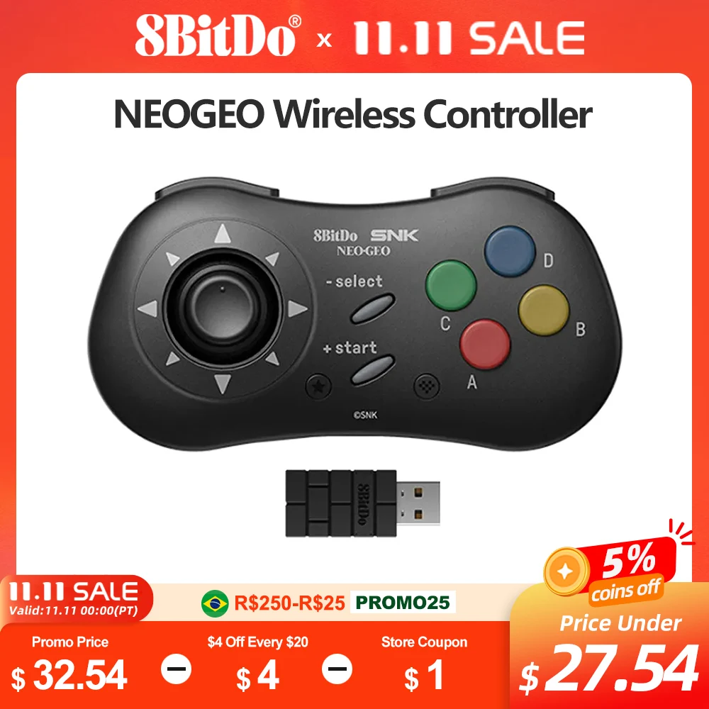 

8BitDo - NEOGEO Wireless Gaming Controller for Windows 10, 11, Android, and NEOGEO mini