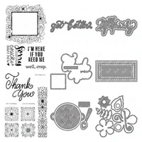 2022 new die cuts and stamps verything get well wish sentiment metal cutting dies clear stamp for diy scrapbooking paper decor