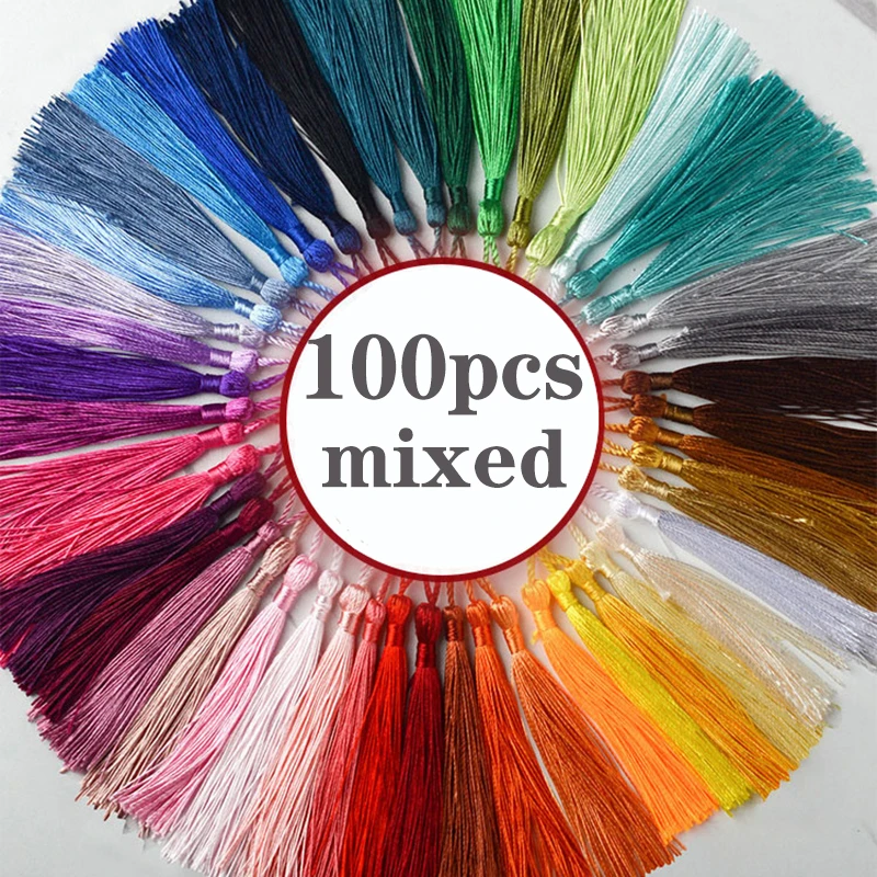 100 шт./лот Вертикальная кисточка шелковая бахрома шитье отделка декоративные