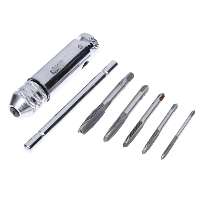 

T-Handle Ratchet Tap Holder Wrench with M3-M8 Metric Tread Tap Manual Tapping Machine Screw Thread