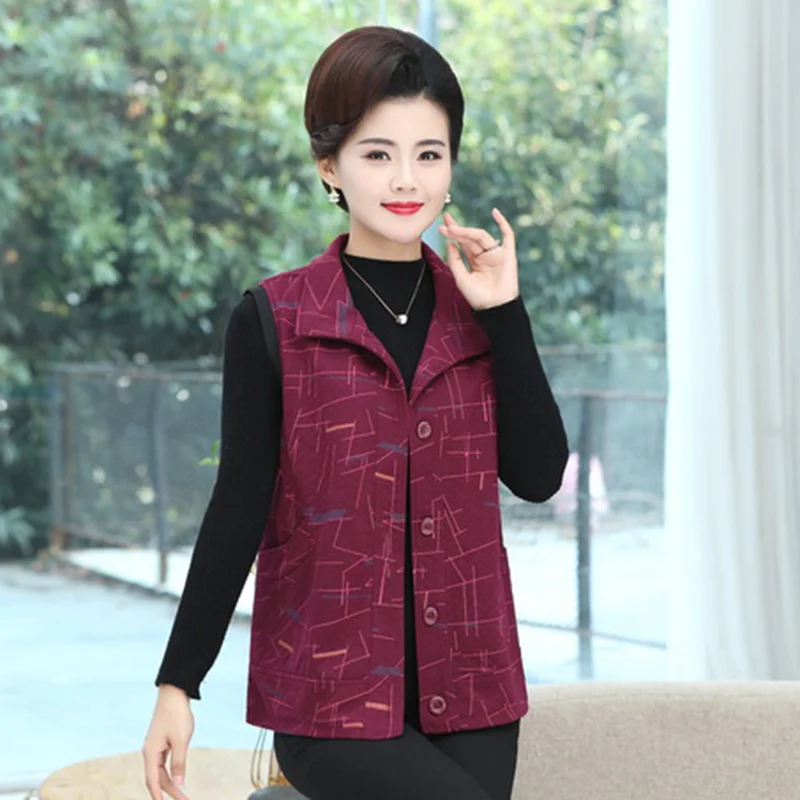

#0742 Printed Vest Women Outerwear Sleeveless Jacket Ladies Short Vest Coat Vintage Single Breasted Waistcoat Vest Female Spring