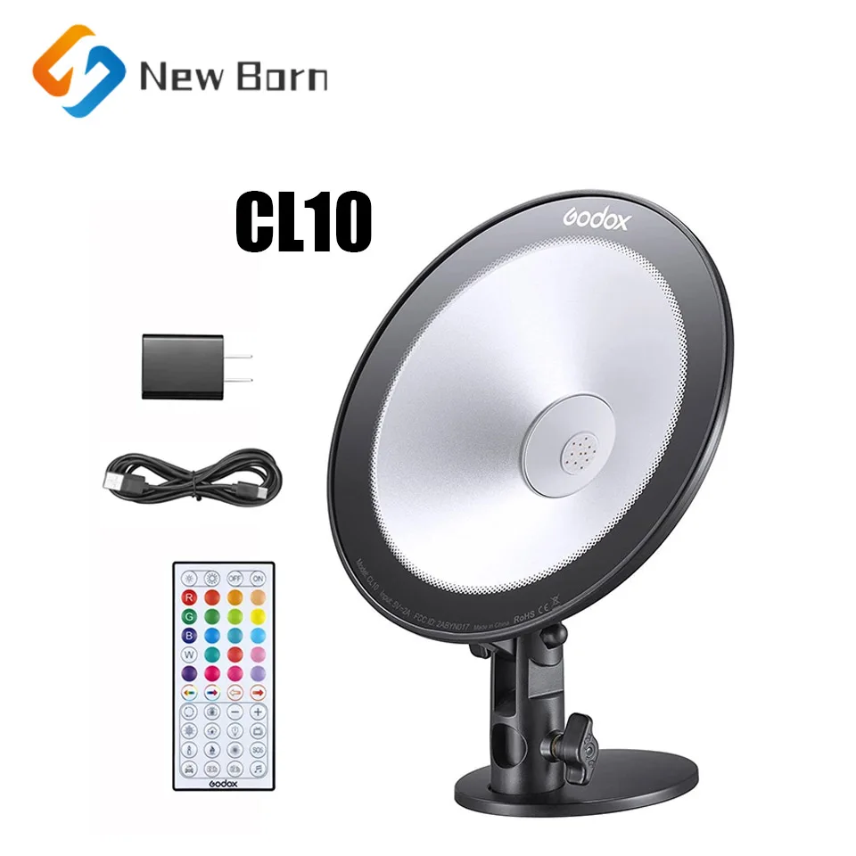 

Godox CL10 RGB Ambient Light 36000 Colors LED RGB Atmosphere Background Light with 39 Special Light Effects APP/Remote Control