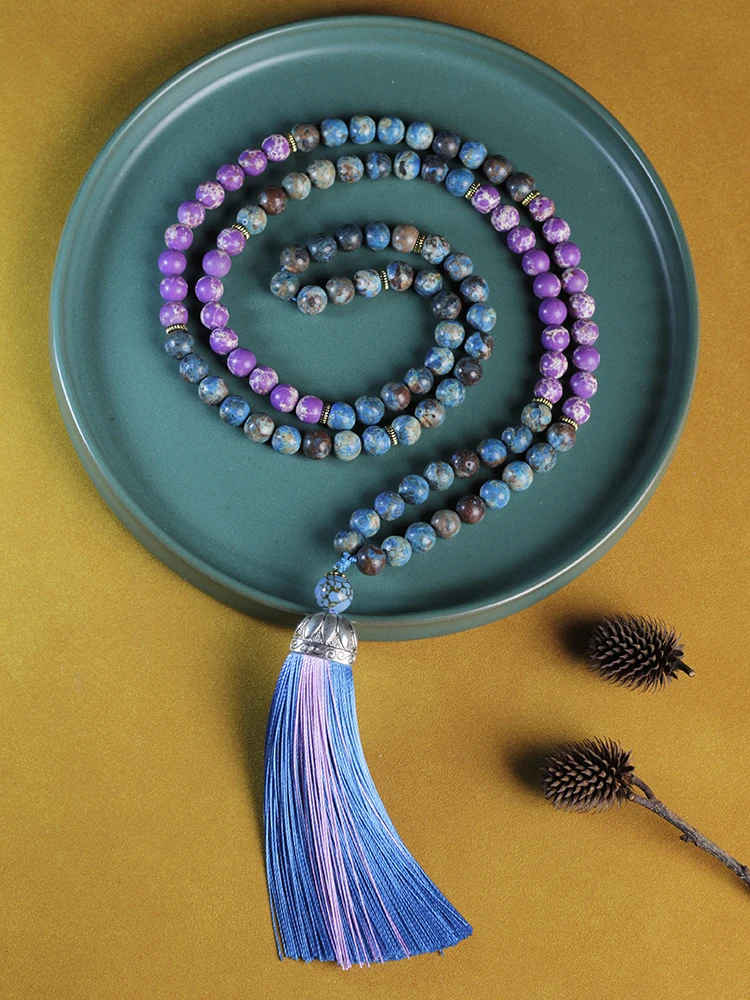 

Japamala Meditation Yoga Spirit Jewelry 108 Mala Beaded natural Tassel Necklace,new in necklace for women boho,free shipping