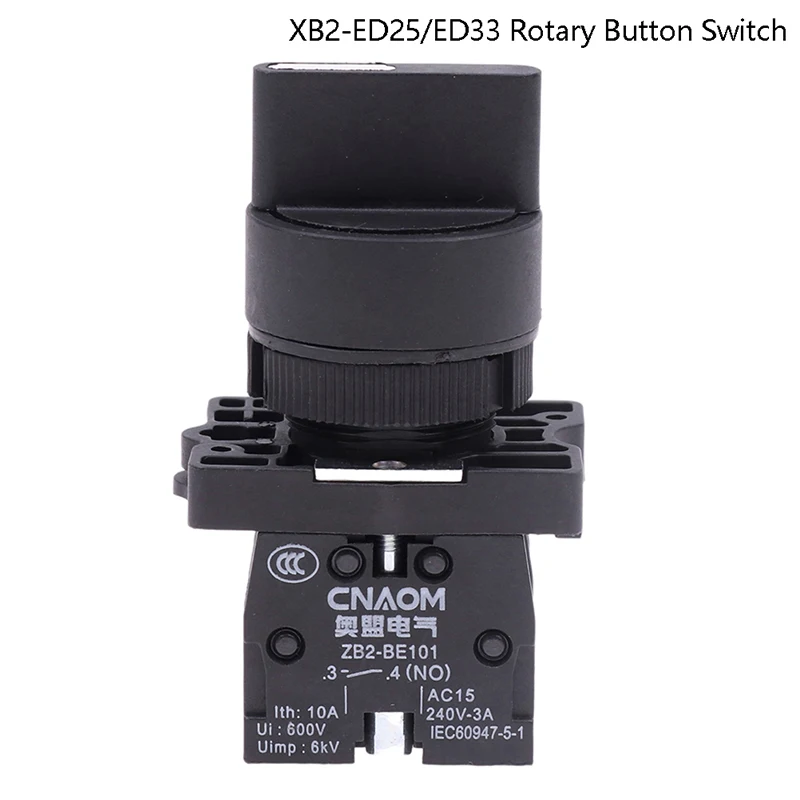 

XB2-ED25 XB2-ED33 Self-locking/Latching Knob Switch 10A 3 Position Select Button Switch
