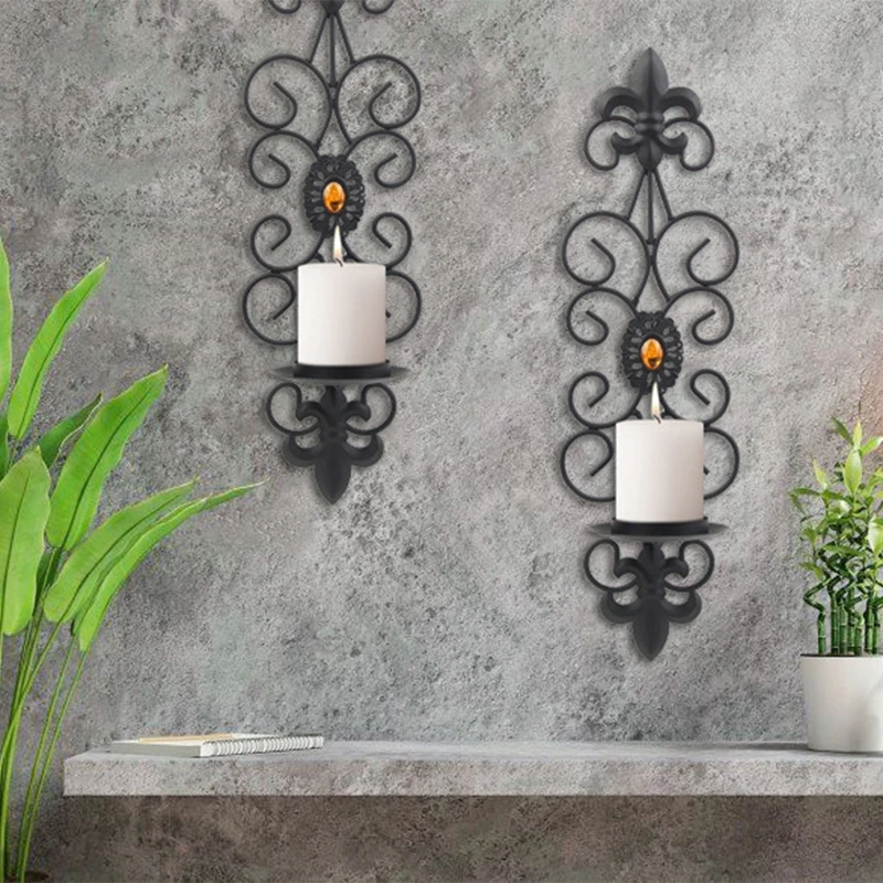 Vintage Metal Diamond Wall Mounted Candlestick
