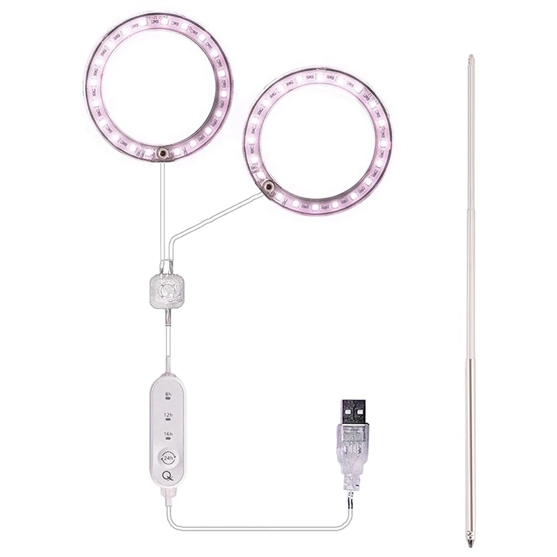 

Набор светодиодсветильник ламп для выращивания суккулентов с двойной головкой, регулирусветильник кольцевой свет, полный спектр, лампа дл...