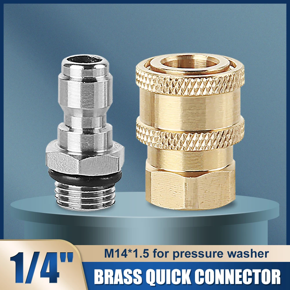 

Pressure Washer Adapter Set Brass Connector 1/4 Quick Disconnect Kit M14*1.5 Female 4000PSI For Car Washing Garden Hose Tools