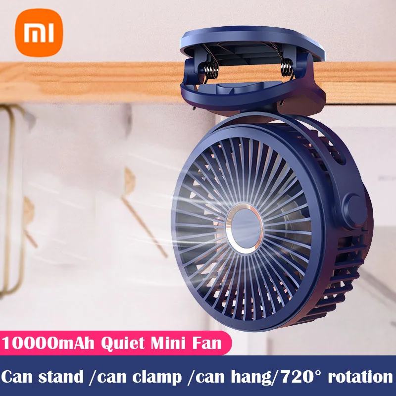 

Xiaomi Mini 10000mAh Chargeable Clipped Fan 360° Rotation 4-speed Wind USB Desktop Ventilator Silent Air Conditioner for Bedroom